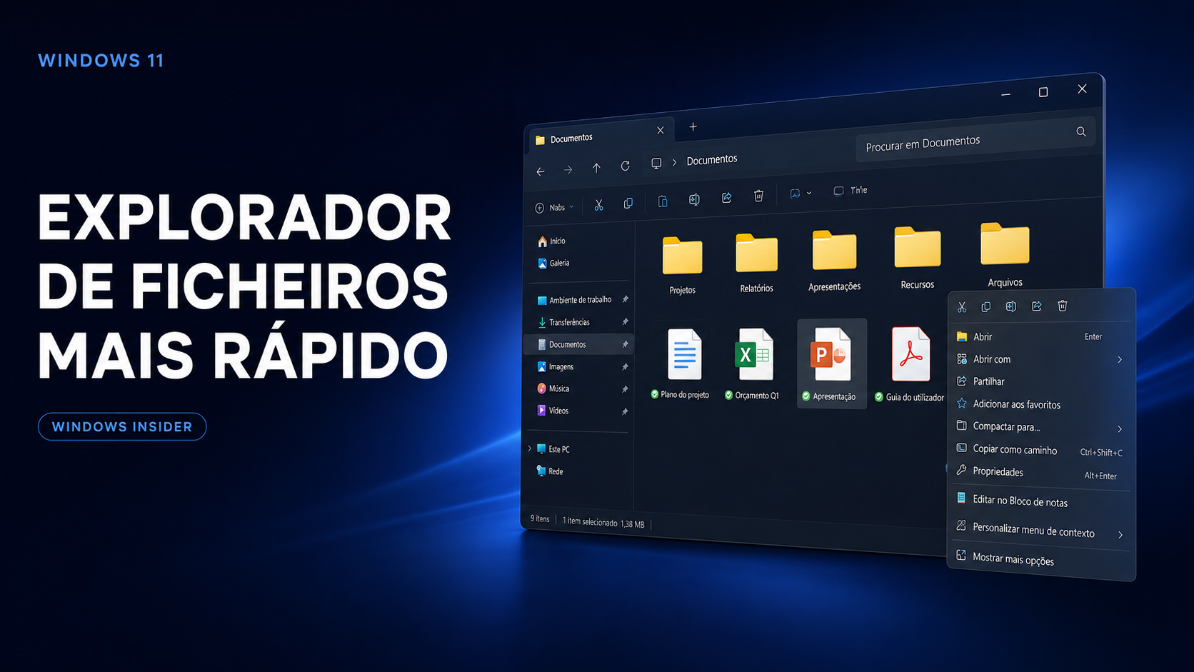 Windows 11 melhora o Explorador de Ficheiros e apresenta um menu de contexto personalizável